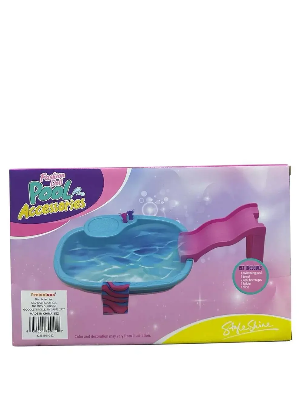 Style Shine Fashion Doll Pool Accessories 6 Piece Playset with Slide and Pool